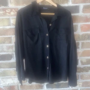 Chaqueta con flecos de cuero sintético negra Blue B Collection para mujer pequeña top occidental - Imagen 1 de 4