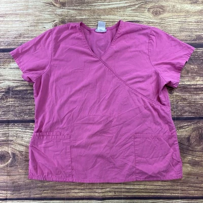 SB Scrubs Women's V Neck Scrub Top With Pockets Pink XL Adjustable Waist - Image 1 of 4