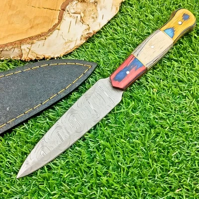 Premium Handmade Damascus Steel Dagger Knife – Outdoor Boot Knife /Sheath Z-5944 - Image 1 of 4