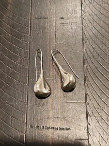 925 Sterling Silber Ohrhänger Träne Ohrhänger Haken Modernist - Bild 1 von 8