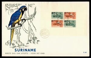 DR WHO 1965 SURINAME FDC BIRD CACHET CHILD SEMI POST SHEET Lk83014 - Picture 1 of 2