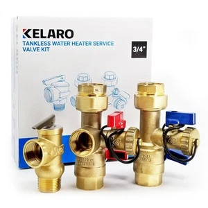 Kit de válvula de servicio de aislamiento de calentador de agua sin tanque (3/4 pulgadas IPS) de Kelaro - Imagen 1 de 8