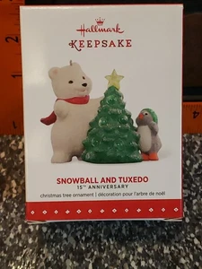 Hallmark Andenken Ornament 2015 Schneeball und Smoking Weihnachten 15th Anniversary - Bild 1 von 10