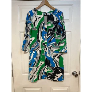 Yoana Baraschi Mod Swirl Abstract Graphic Short Mini Shift Dress M 8 Statement - Picture 1 of 10