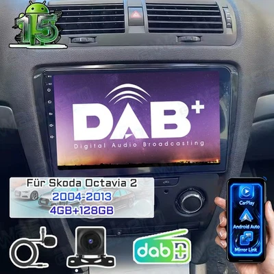 Für Skoda Octavia II 1Z3 1Z5 Android15 Autoradio 4+128G CarPlay FM GPS WiFi DAB+ - Bild 1 von 4