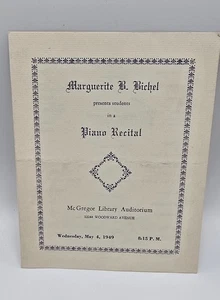1949 Marguerite B. Richel Piano Recital-McGregor Library Auditorium-Detroit Mich - Picture 1 of 5