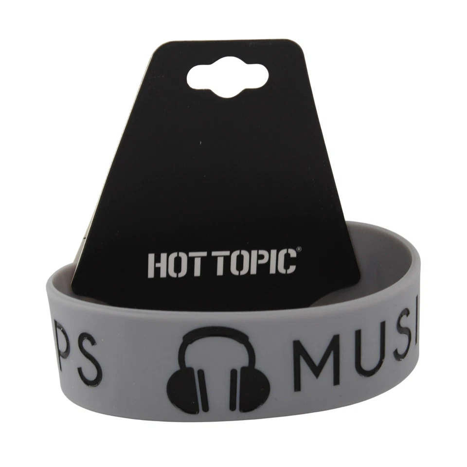 Pulsera pulsera de silicona "MUSIC ALWAYS HELP" de Hot Topic #B2222 Foto 1 de 1
