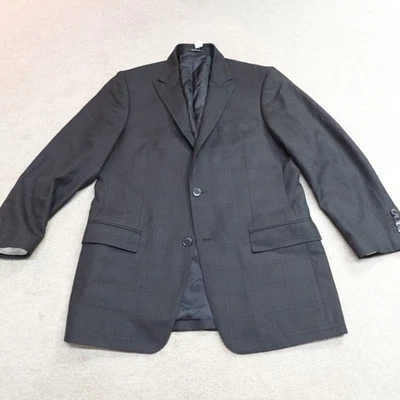 Versace Collecion Jacket Blazer 42R Black Silk Wool Peak Lapel Plaid - Image 1 of 4