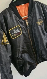 Rothco Kids Flight Jacket F117 Stealth & F14 Patches Black Reversible XL EUC - Picture 1 of 10