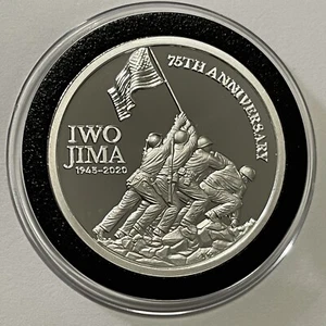 IWO JIMA 75th Anniversary Memorial Proof Coin 1 Troy Oz .999 Fine Silver Round - Picture 1 of 14