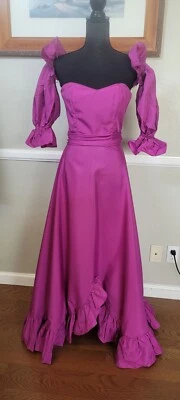Vintage 1980s Mauve Strapless Dress With Detached Sleeves Sixe Xs - Image 1 of 4