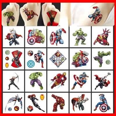 ROSIE'S-TATTOO-BOUTIQUE 20 AVENGERS Themed Temporary Tattoos UK Boys Loot Party Bag Fillers Birthday 🎉