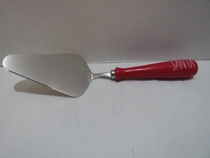 RAE DUNN "SANTA" PIE SERVER 12" RED-WHITE-SILVER - Picture 1 of 4