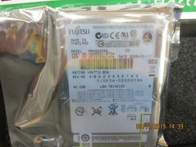 New - Fujitsu MHV2040AS 40GB 5400RPM 8MB Cache IDE Ultra ATA100 2.5in HDD - Image 1 of 4