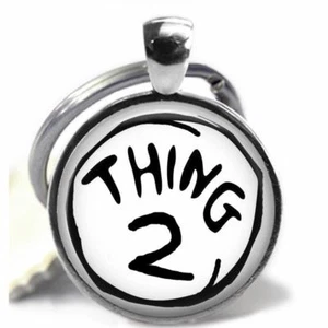 Thing 2 Glass Top Pendant Key Chain Gift Swivel Clip on Key Chain - Picture 1 of 1