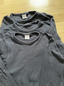Polarn O. Pyret Kids Navy Blue Organic Cotton Long Sleeve 3 T-shirts Bundle 6-8y - Picture 1 of 5