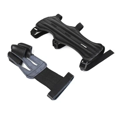 PU Leather Archery Arm Guard and Hand Glove Protector Brace Longbow Hunting - Image 1 of 4