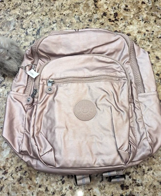 Mochila Kipling Metallic Rose Seoul KI5768 13,75" X 10" NUEVA CON ETIQUETAS Foto 1 de 4