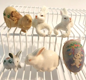 Vintage Bunny Lot Spring Easter Candle Huggers Eggs Celluloid 6 Pieces - Picture 1 of 16