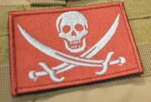 AFSOC COMBAT CONTROL TACP vêlkrö RED PATCH: PIRATE CALICO JACK ONE-EYE SKULL - Picture 1 of 12