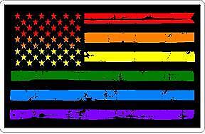 Rainbow Distressed Flag Reflective Decal Sticker or Magnet LGBT Gay Lesbian 