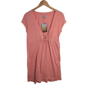 Ocean & Coast Coverup Dress Womens Small Coral Orange Short Sleeve Deep V New - Picture 1 of 8