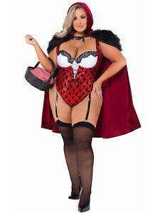 Übergröße XL-2X rote Kapuze Playboy Kostüm Halloween Cosplay Frauen Rollenspiel Ideen