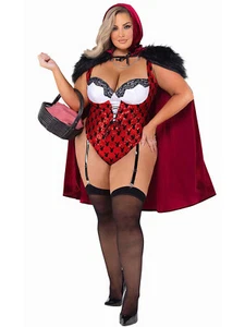 Plus Size XL-2X Red Hood Playboy Costume Halloween Cosplay Women Roleplay Ideas - Picture 1 of 8