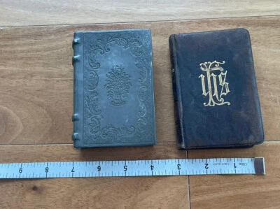 Antique German Hallmarked Incised Pewter Book Cover With Miniature Praying Book - Image 1 of 4