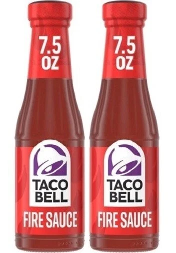 Paquete de 2 botellas de vidrio Taco Bell Hot Sauce Fire 7,5 oz NUEVO SELLADO DE FÁBRICA envío y devolución gratuitos Foto 1 de 1