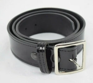 Gould & Goodrich H52 High Gloss Black Police Uniform Belt Silver Buckle - Picture 1 of 2