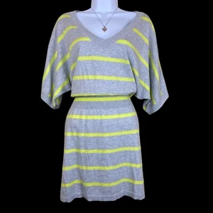 Express Striped Stretch Knit V Neck Cinch Waist Tunic/Mini Dress Large - Picture 1 of 8
