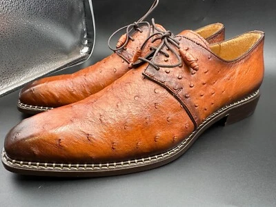 Mezlan Size 10.5 M Ostrich  Cognac  Brown  lace Up  Spain  Shoes MEN'S - Image 1 of 4
