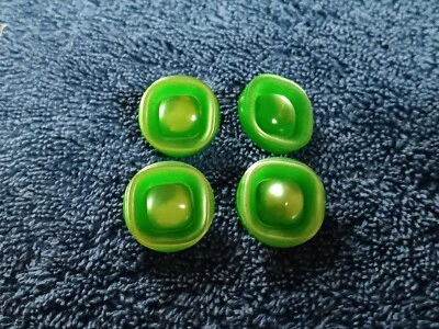 LOT 4 Vtg Green Square  Plastic Metal Fancy MCM Matchng Estate - Image 1 of 4