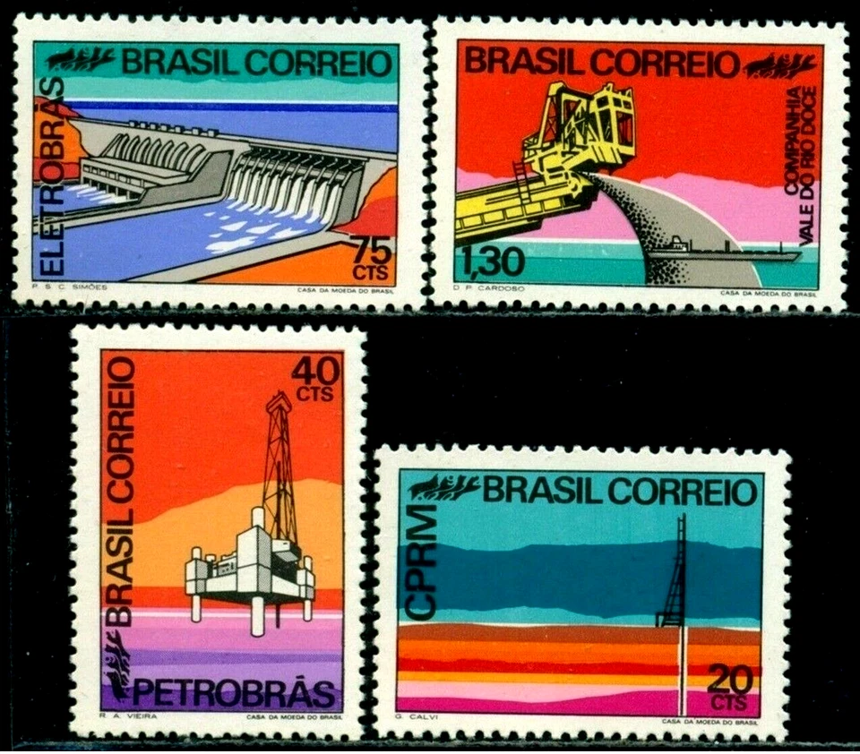 Brazil 1972 Oil derrick,Dam,Oil rig,Iron ore,Ship,Natural resource,Mi.1312-5,MNH - Image 1 of 2