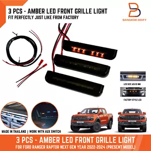 AMBER LED 3 PIEZAS PARRILLA DELANTERA LUZ LÁMPARA PARA FORD RANGER RAPTOR NEXT GEN 2022-2025 - Imagen 1 de 12