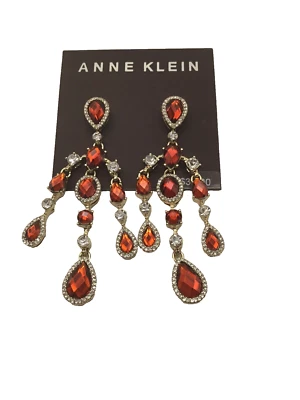 Серьги-люстры с красными кристаллами Anne Klein - Изображение 1 из 4