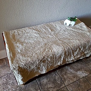Boho Vintage New Beaded Embroidered Cotton Beige Bed Cover Twin 72"x 84" - Picture 1 of 7