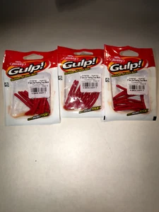 3 PACKS-BERKLEY GULP  2" FAT  FLOATING TROUT WORM  (FL. RED) A39 - Picture 1 of 1