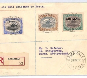 PAPUA 1932 Cover LAKATOI MIXED FRANKING 3d *AIR MAIL* SG.113 Cat £450+ YJ60 - Picture 1 of 12