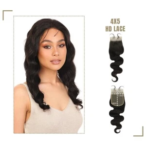 LUXLUXE Lina 4X5" Lace Body Wavy 16" Natural 100% Human Hair Extensions - Picture 1 of 6