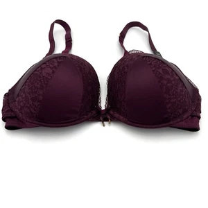 Victoria’s Secret Push Up Bra 32DD Double Strap Back Burgundy Lace NWT - Picture 1 of 13
