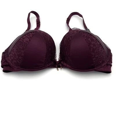 Victoria’s Secret Bra Push Up 32DD Double Strap Back Burgundy Lace NWT - Image 1 of 4