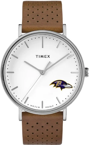 Womens Timex Baltimore Ravens Watch Bright Whites Leather Cover