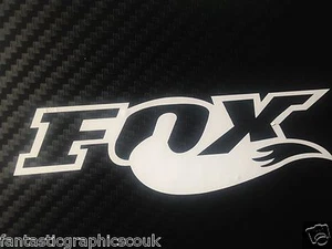 2 x White LARGE Fox Shox Tail Vinyl Decal Sticker Forks / Bike / Frame - Picture 1 of 1