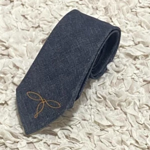 RRL RALPH LAUREN Men’s tie indigo denim embroidery 100% Cotton USED - Picture 1 of 6