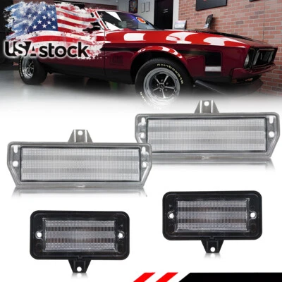 4X Luces de señalización laterales transparentes para parachoques delantero y trasero para Ford Mustang 1971 1972 1973 Foto 1 de 4