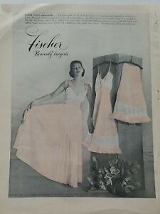 1954 womens Fischer Heavenly lingerie pink half full slip gown vintage ad 