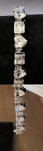 Herz/Rechteck Glas Armband .925 Silber. - Bild 1 von 9