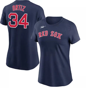 NIKE BOSTON RED SOX MLB DAMEN DAVID ORTIZ #34 NAME und NUMMER SHIRT LARGE - Bild 1 von 4